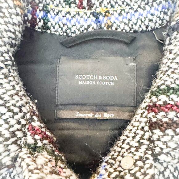 Scotch & Soda Souvenir des Alpes Tweed Plaid Woven Button Jacket Size Small - Picture 3 of 6